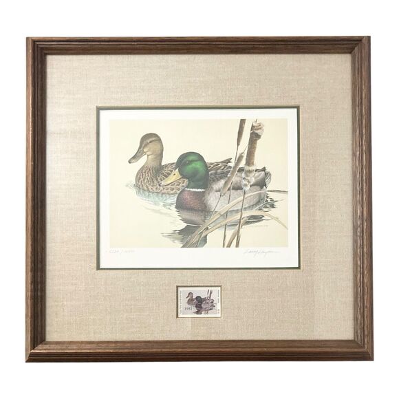 1981 Larry Hayden “Mallards” Framed & Matted Print 17”X16” Signed & Numbered